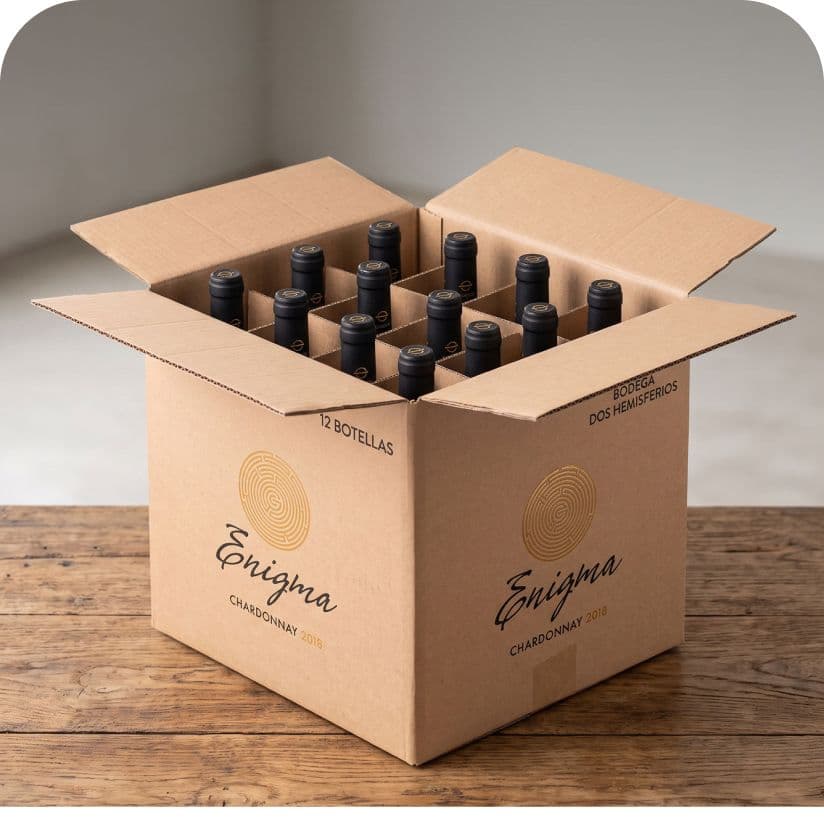 Caja de vinos lista para el envío