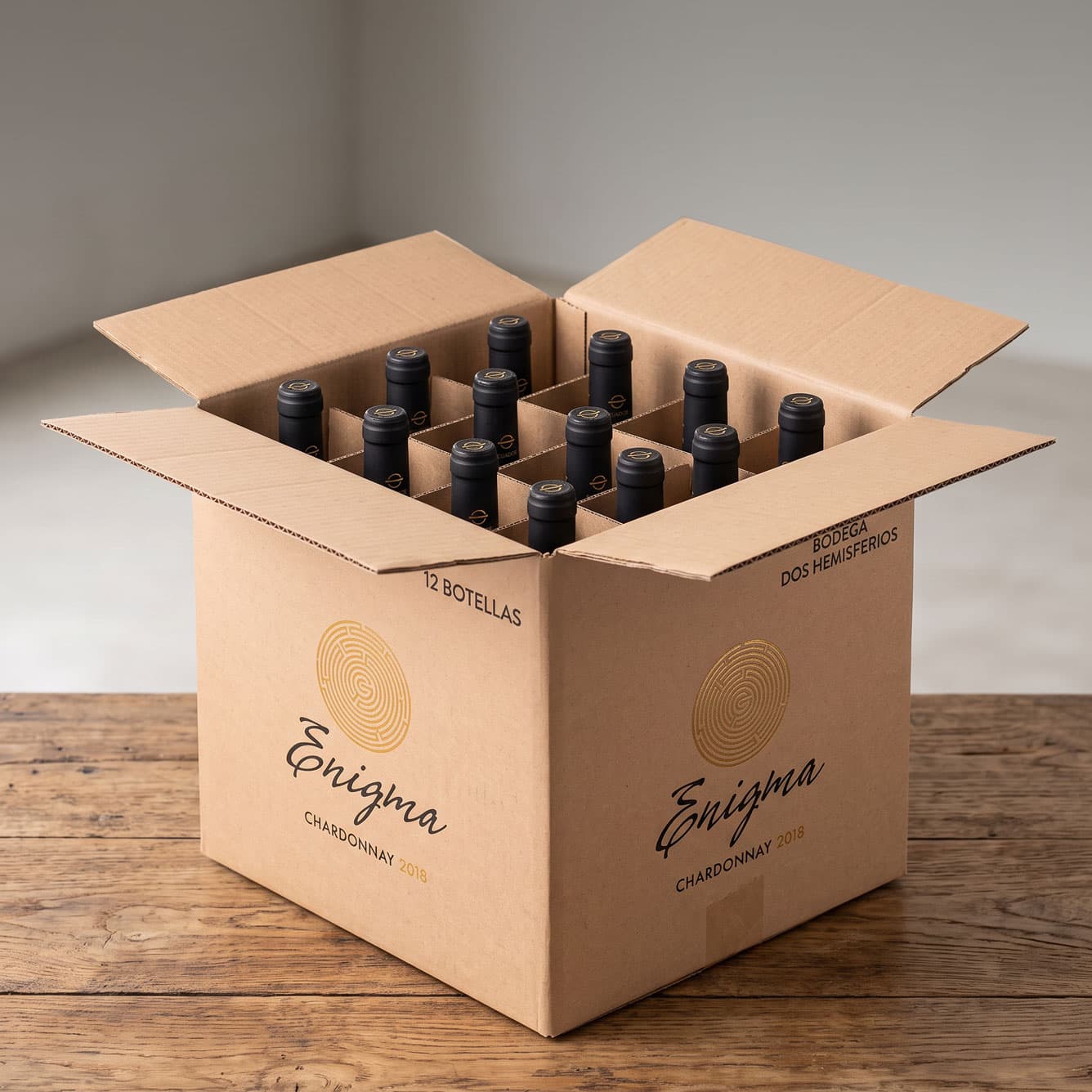 Caja de vinos lista para el envío